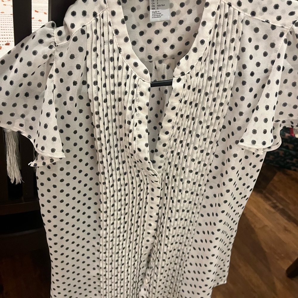 H&M Black and White Polka Dot Blouse